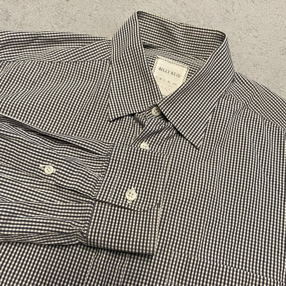 Billy‎ Reid Shirt Mens Medium Gingham Check Long Sleeve Button Down Preppy